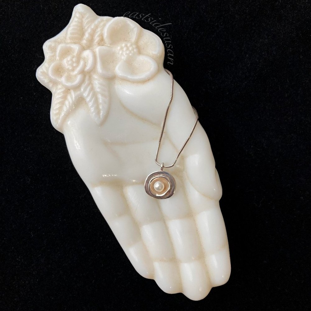 Vtg PEARL with SILVER 925 + SS Chain Necklace June Birthstone